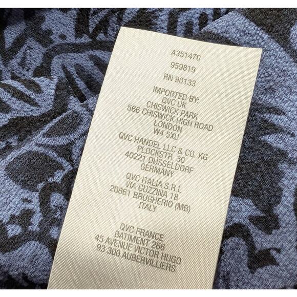 Linea by Louis Dell'Olio Pants Black Blue Floral Print Wide Leg Misses Size M - Picture 6 of 6